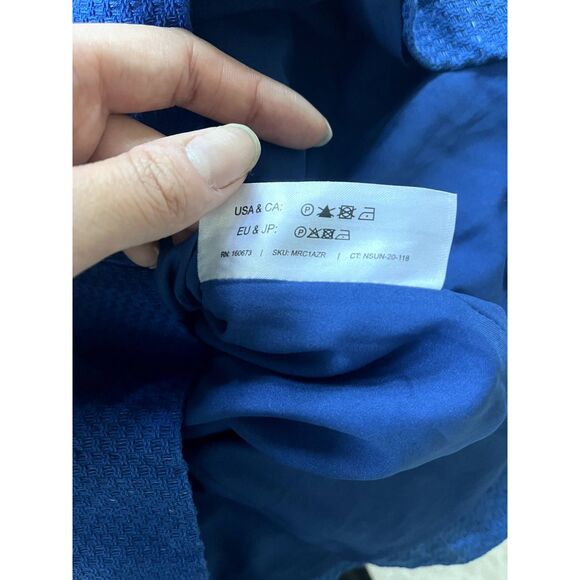 MM LaFleur Blue Cotton Linen Blend Cap Sleeve Sheath Dress Size 2 - Picture 5 of 8